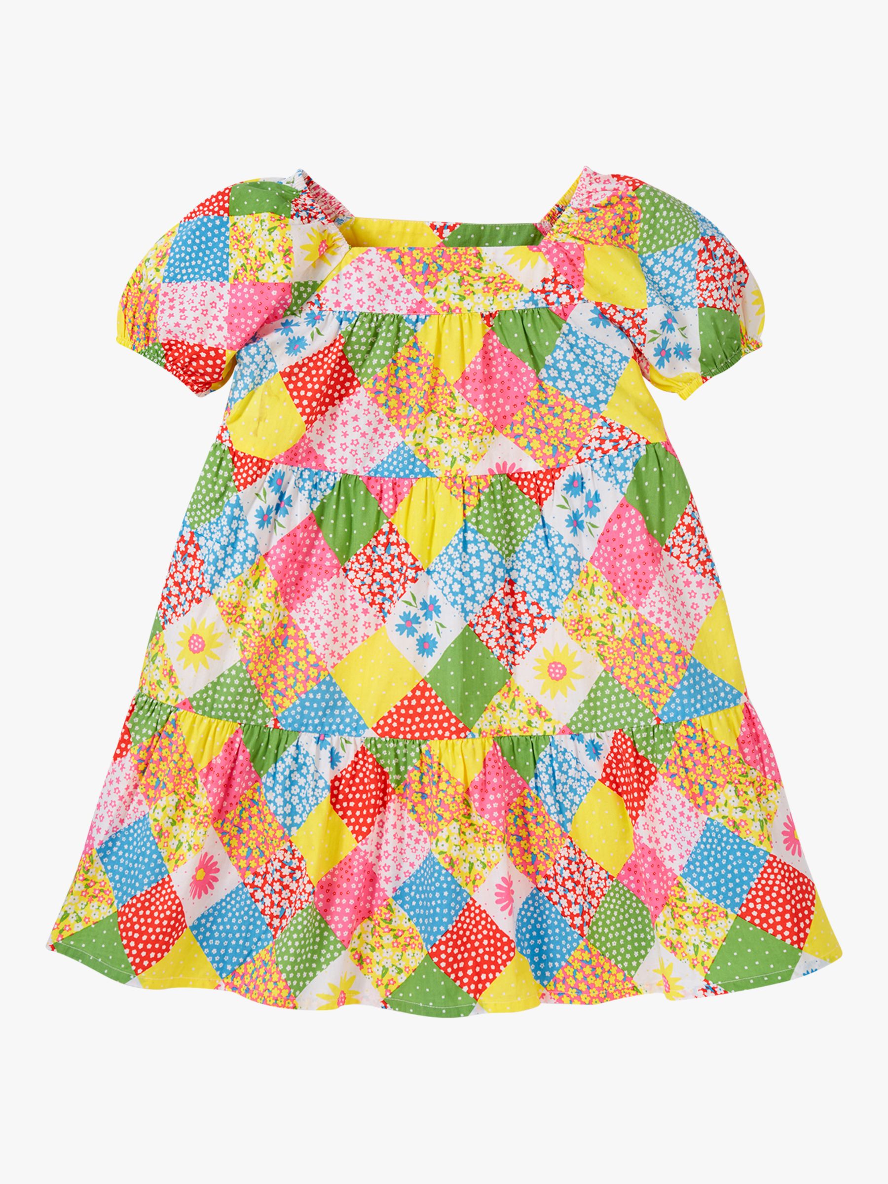 Frugi Baby Organic Cotton Little Shaya Tiered Dress, Patchwork, 0-3 months