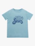 Frugi Kids' Tea Organic Cotton Save Our Seas T-Shirt, Sea Blue