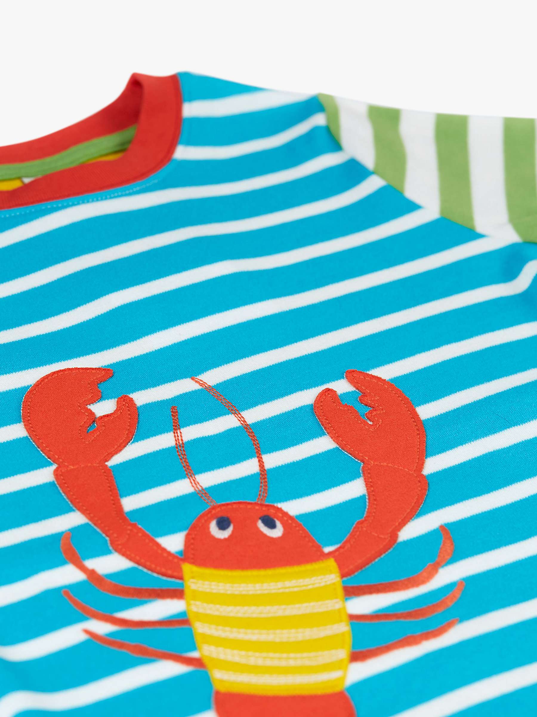 Buy Frugi Kids' Organic Cotton Hotchpotch Lobster Applique T-Shirt, Blue/Multi Online at johnlewis.com