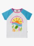 Frugi Kids' Nyomi Organic Cotton Graphic Raglan T-Shirt, White/Multi, White/Multi