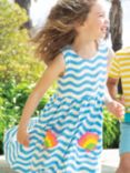 Frugi Kids' Samantha Organic Cotton Wave Stripe & Shell Summer Dress, Multi