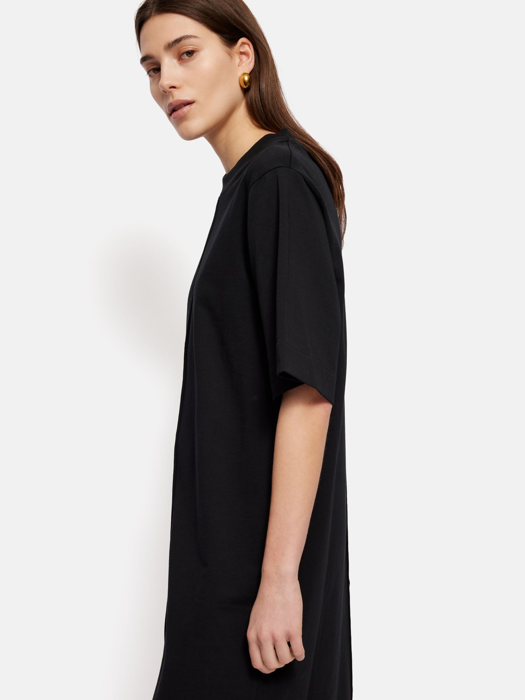 Jigsaw Riley Cotton T-Shirt Dress, Black, XS
