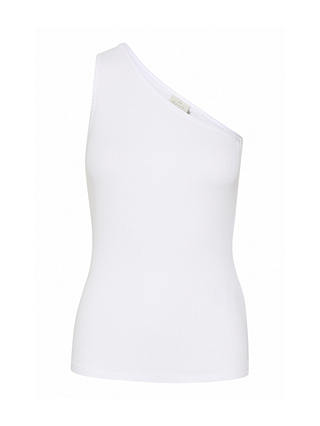 KAFFE Pia One Shoulder Ribbed Top, Optical White