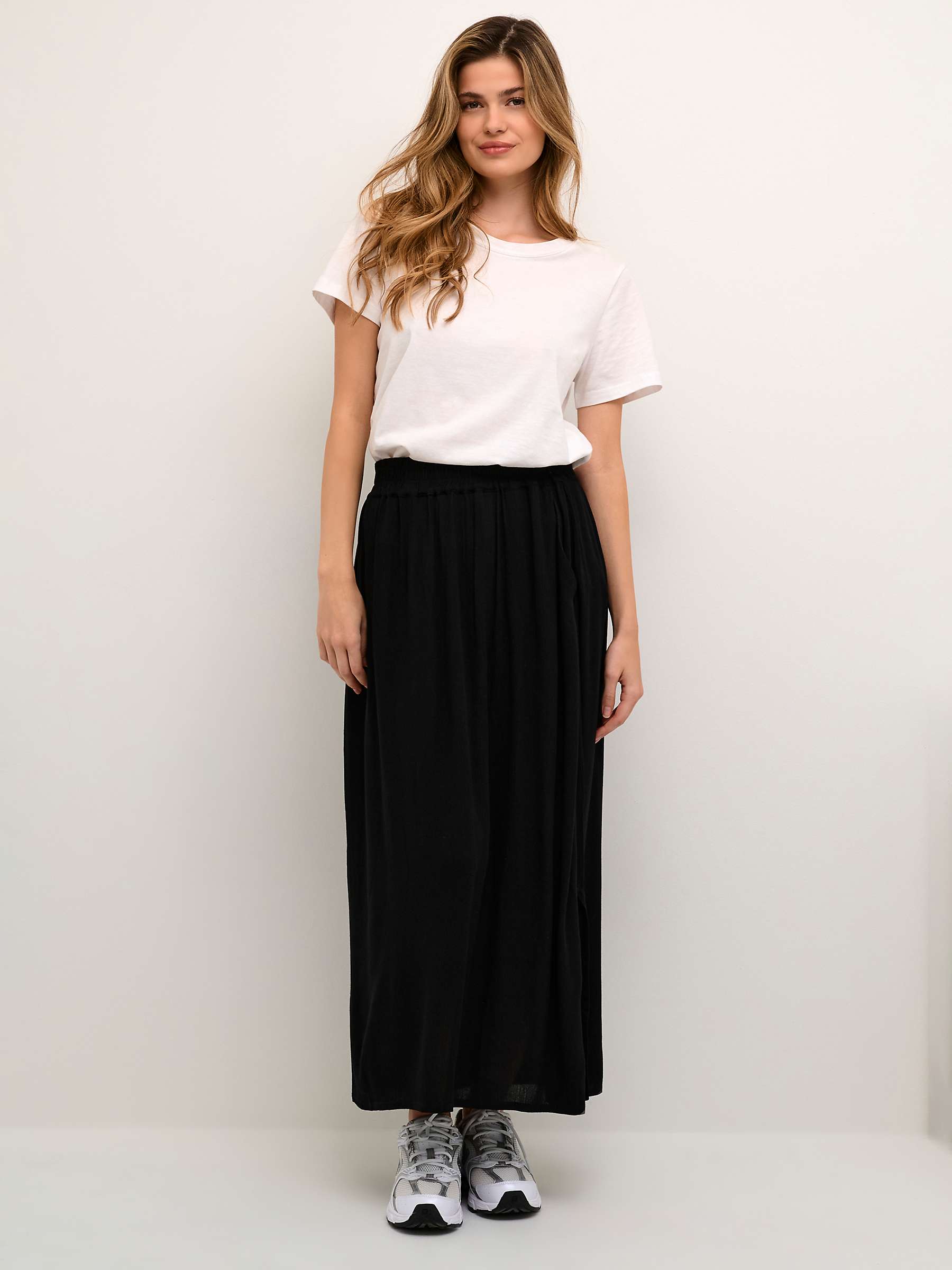 Buy KAFFE Sally Amber Maxi A-Line Skirt, Deep Black Online at johnlewis.com
