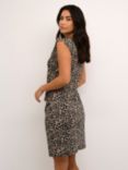 KAFFE India Round Neck Cocktail Dress, Leopard Print, Leopard Print