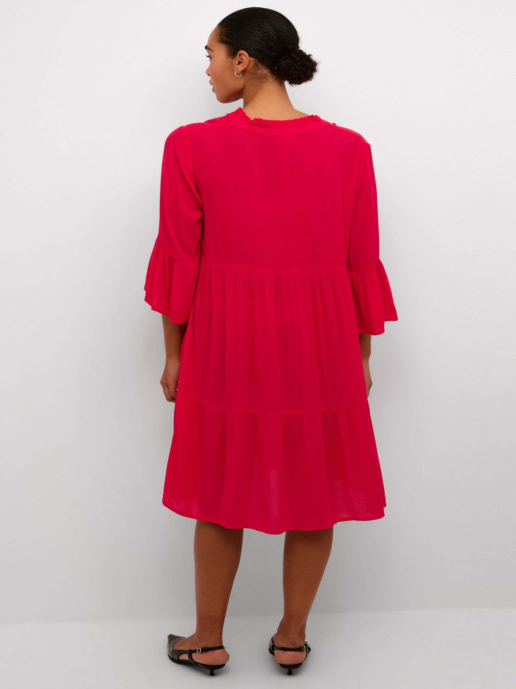 Buy KAFFE Marianah Tiered Knee Length Dress, Virtual Pink Online at johnlewis.com