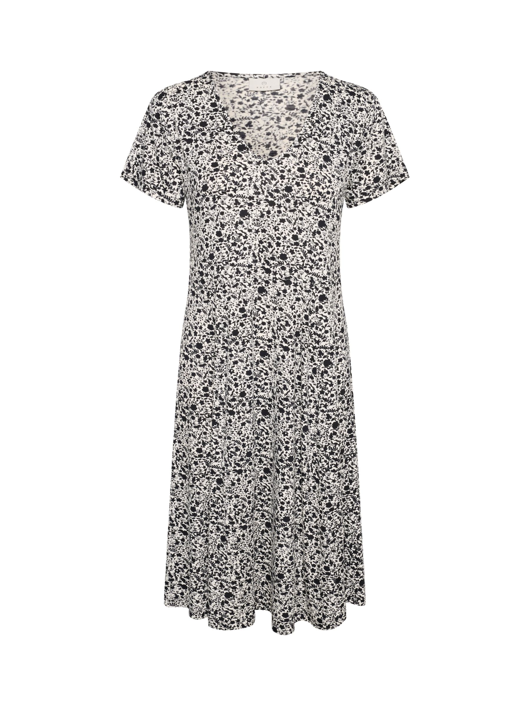 Buy KAFFE Mille Floral Print Jersey Dress, White/Black Online at johnlewis.com
