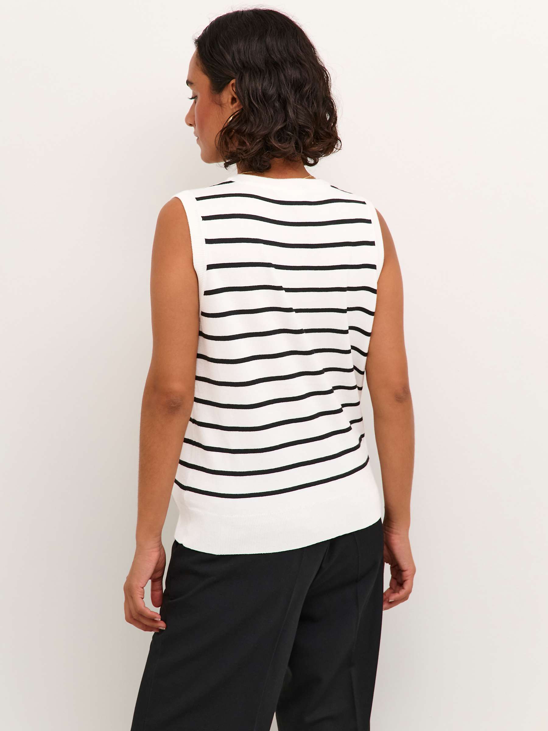 Buy KAFFE Lizzy Stripe Sleeveless Knitted Slipover, Chalk/Black Online at johnlewis.com