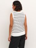 KAFFE Lizzy Stripe Sleeveless Knitted Slipover, Chalk/Black