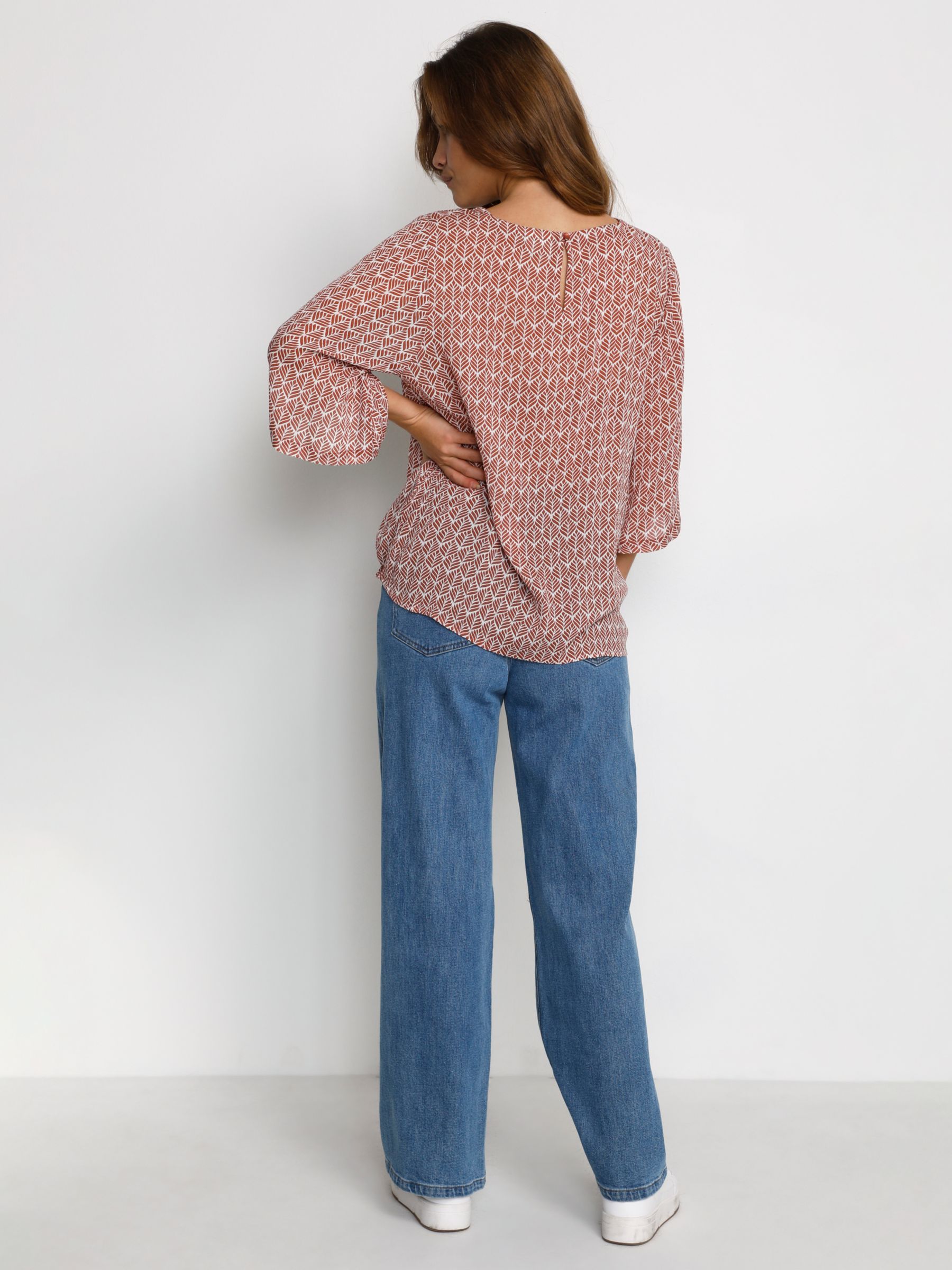 Buy KAFFE Ebellen Half Sleeve Casual Fit Blouse, Dusty Red/Chalk Online at johnlewis.com