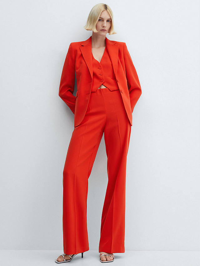 Mango Iguana Single Breasted Suit Blazer, Bright Red