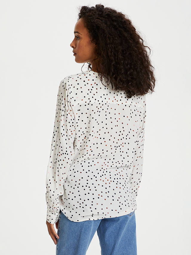 KAFFE Daria Long Sleeve Spot Print Shirt, Chalk/Multi