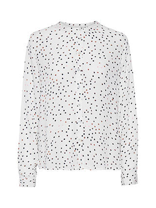 KAFFE Daria Long Sleeve Spot Print Shirt, Chalk/Multi