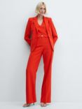 Mango Iguana Wide Leg Trousers, Bright Red