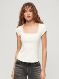 Superdry Essential Organic Cotton Square Neck T-Shirt, Off White