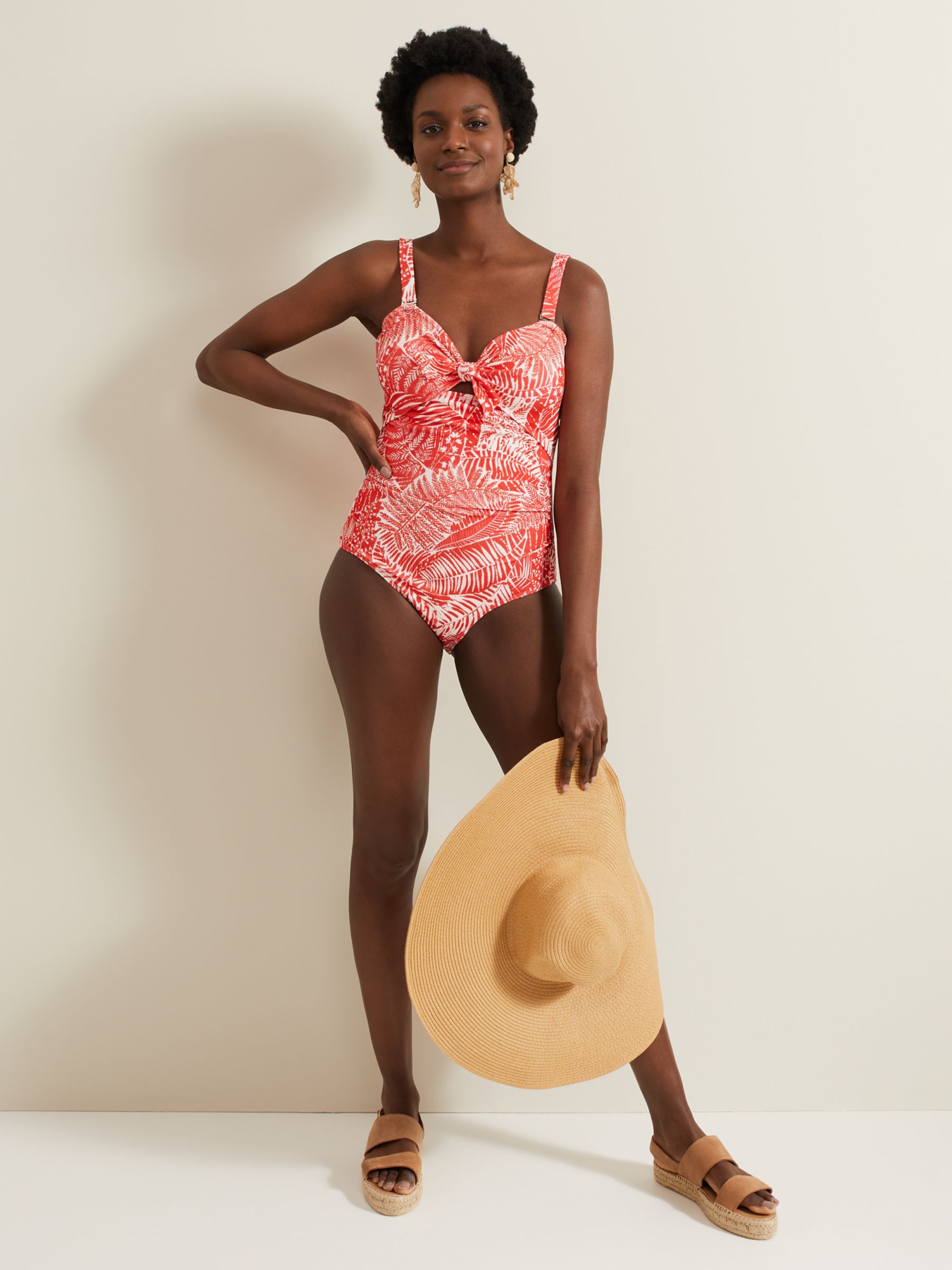 Buy Phase Eight Fern Print Swimsuit, Red/White Online at johnlewis.com
