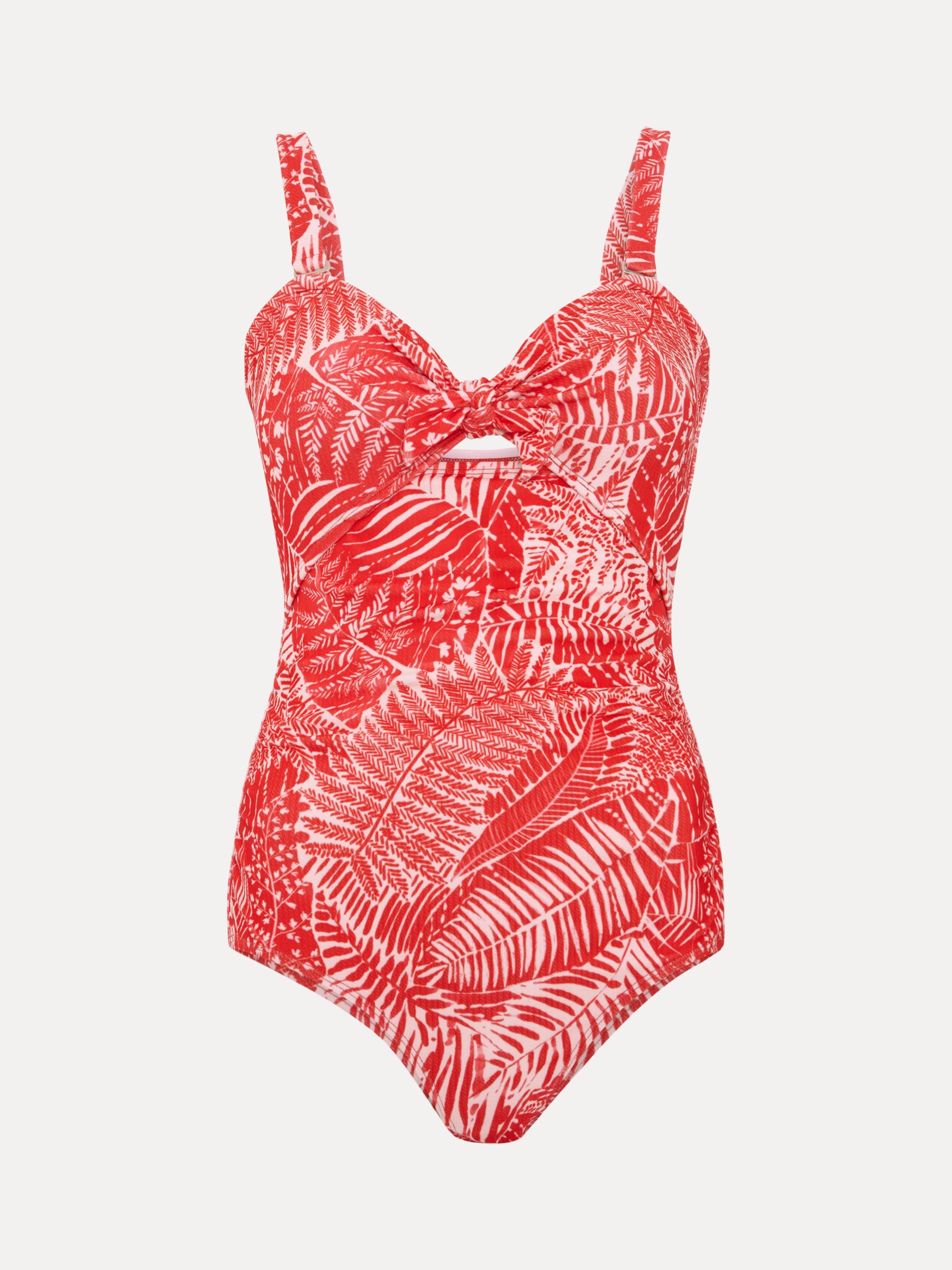 Phase Eight Fern Print Swimsuit, Red/White, 8