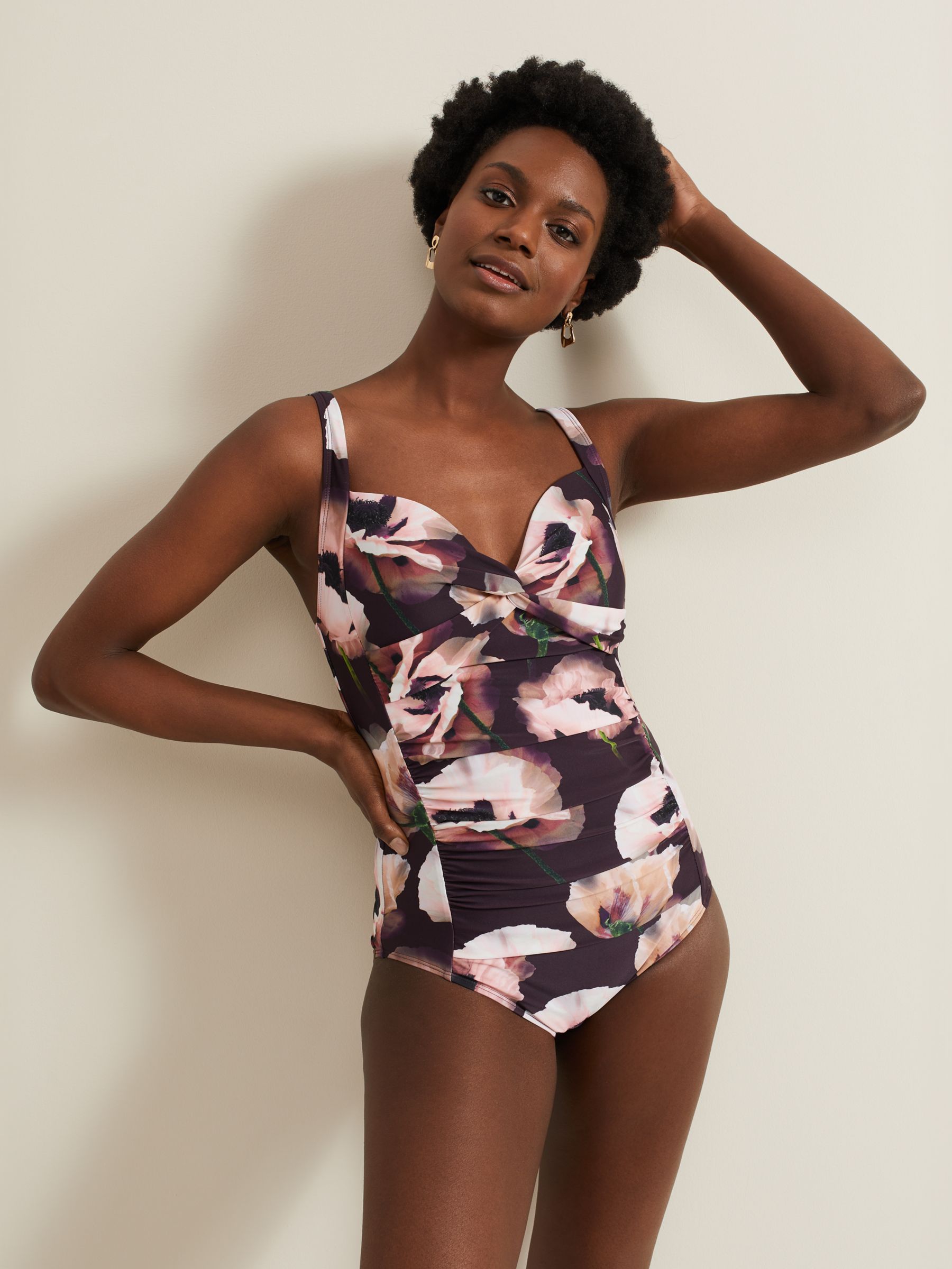 Phase Eight Poppy Floral Swimsuit, Multi, 8