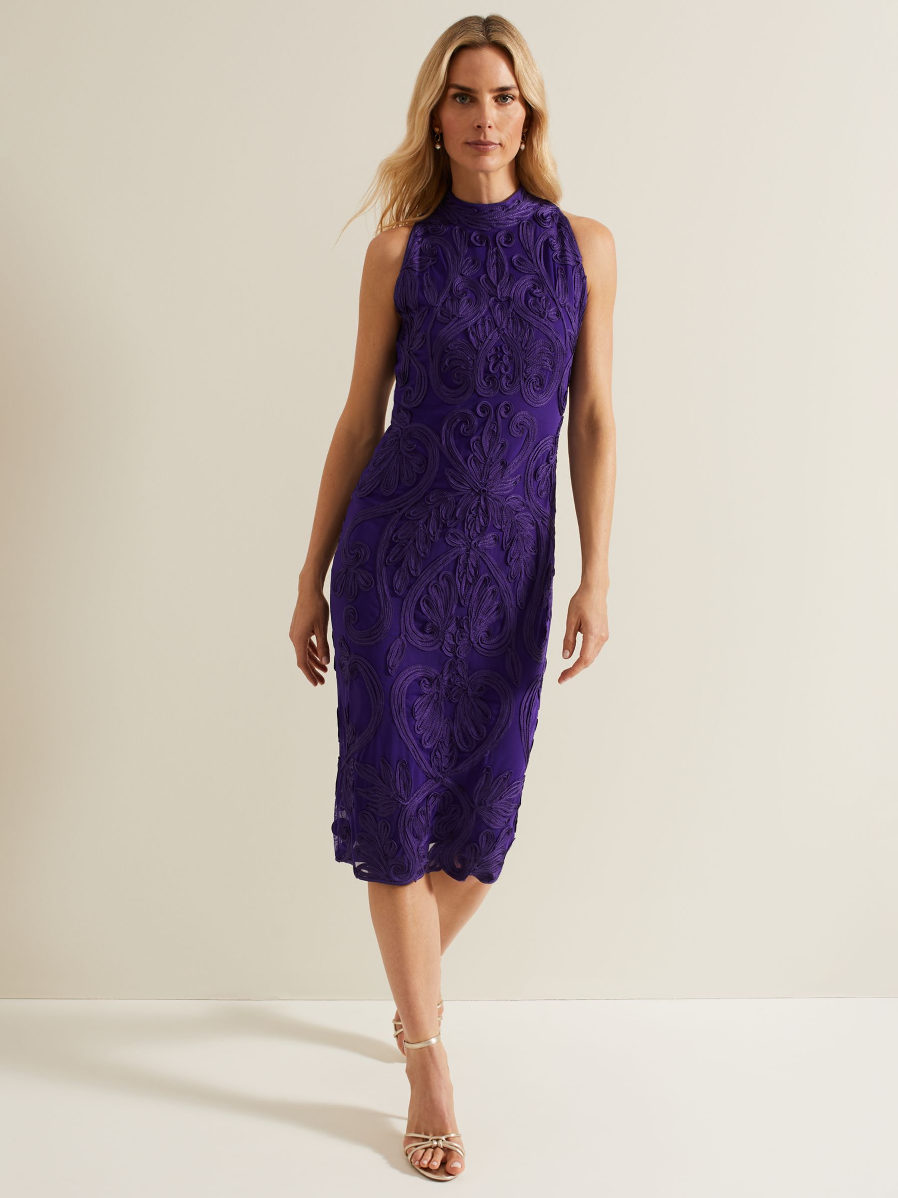 Buy Phase Eight Andrea Tapework Dress, Violet Online at johnlewis.com
