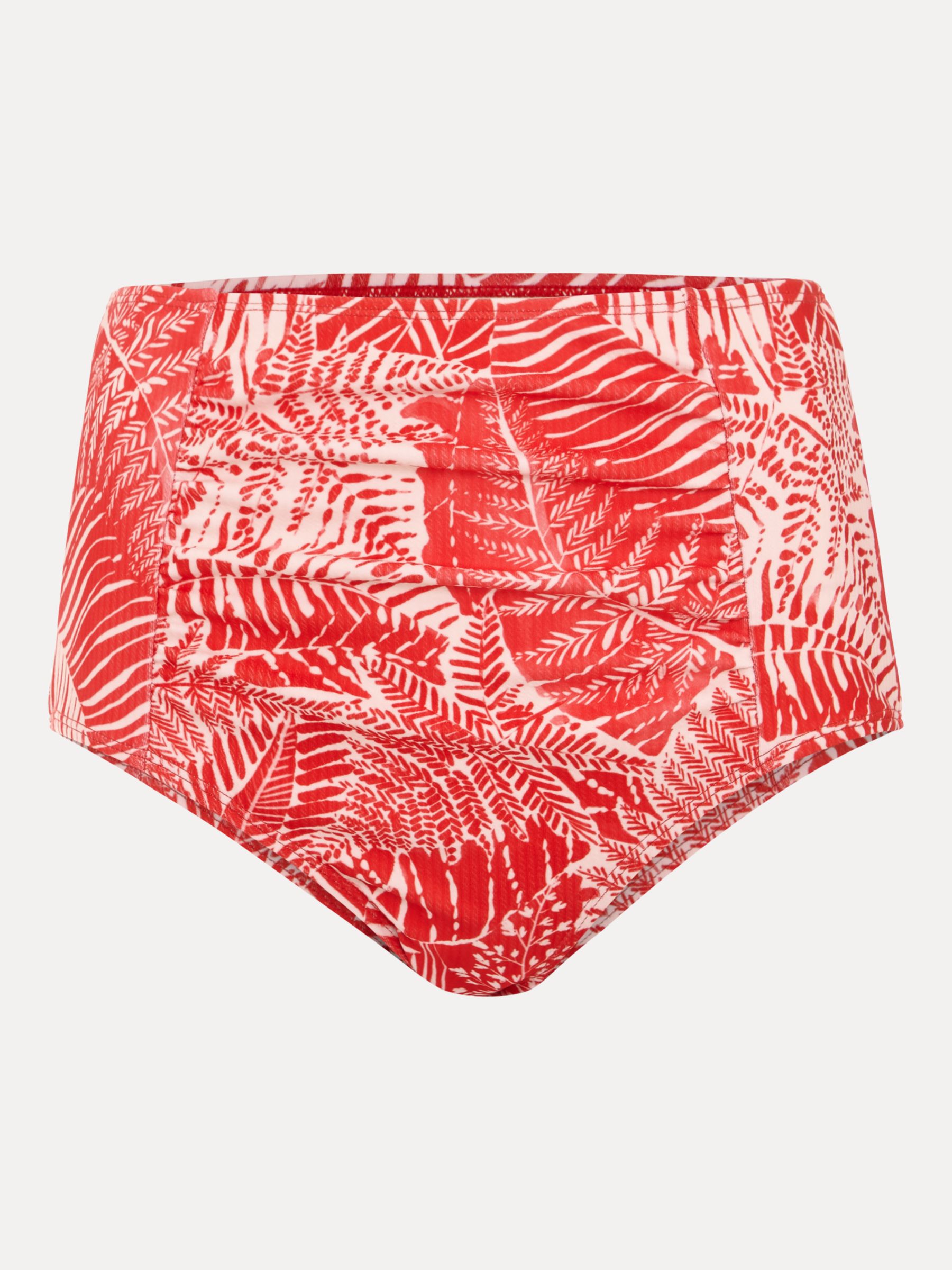 Phase Eight Fern Leaf Print High Waist Swim Bottoms, Red/White, 8