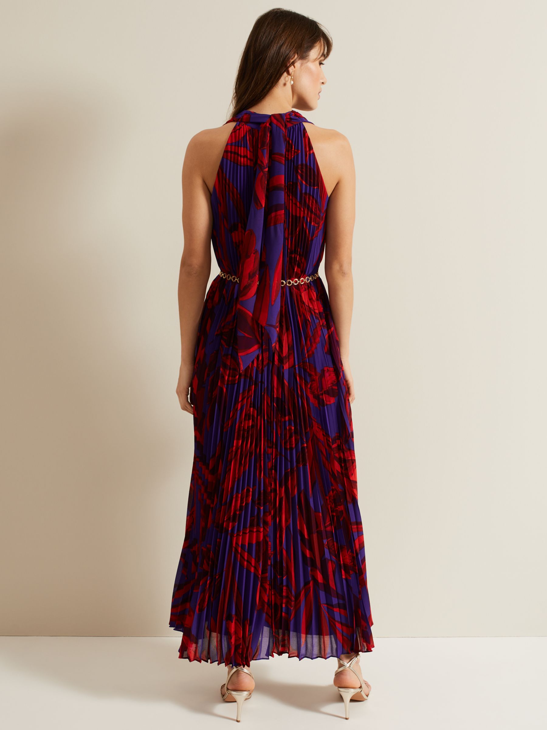 Buy Phase Eight Adelaide Pleated Midaxi Dress, Violet/Multi Online at johnlewis.com