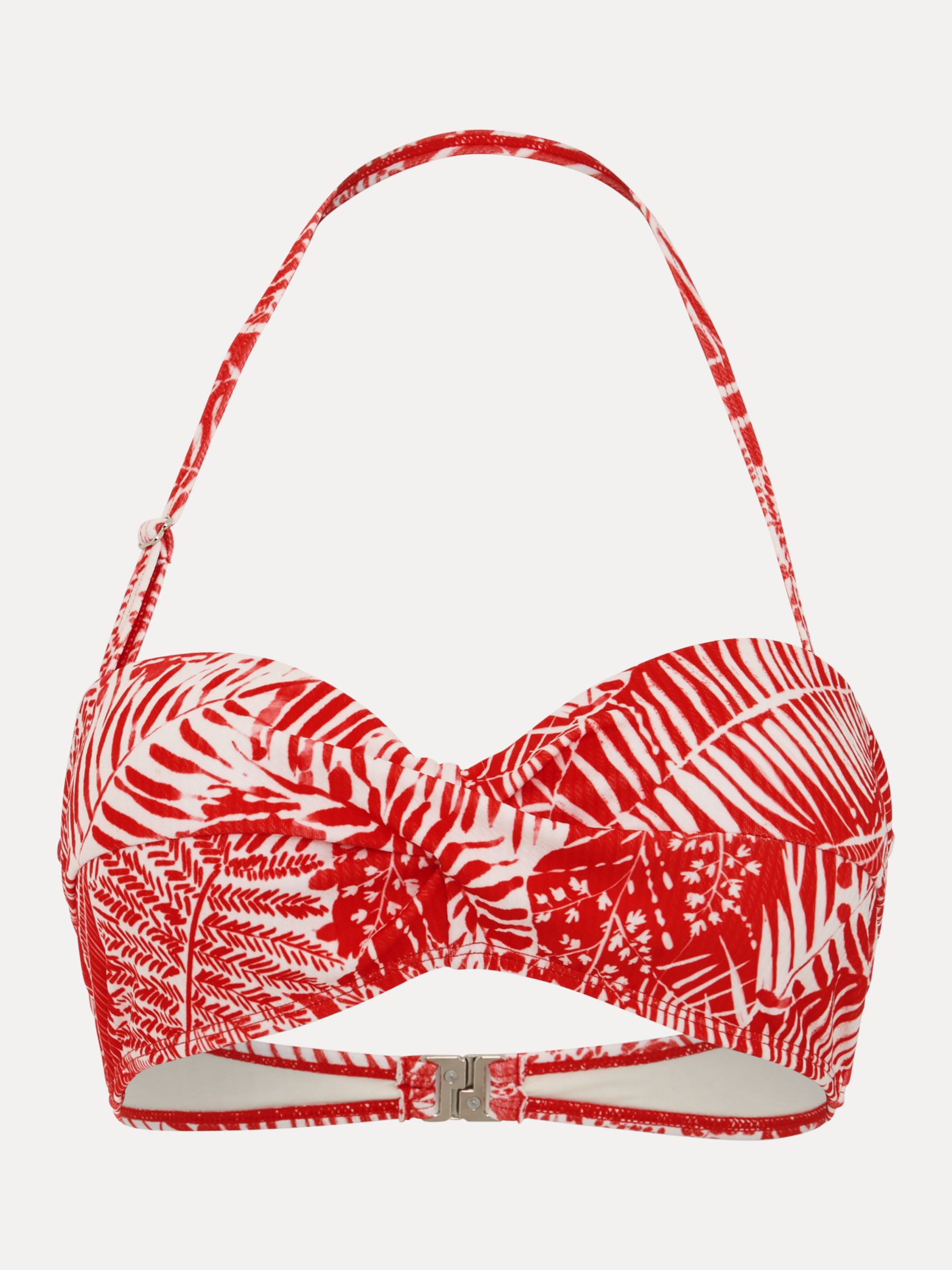 Phase Eight Fern Print Bandeau Bikini Top, Red/White, 8