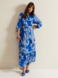 Phase Eight Coralie Floral Print Shirt Maxi Dress, Blue/White