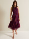 Phase Eight Gillian Halterneck Midi Dress, Violet/Multi