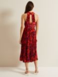 Phase Eight Sorella Floral Print Pleated Midi Dress, Vermillion/Multi