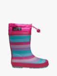 ToeZone Kids' Stripe Tie-Top Rain Boots, Multi