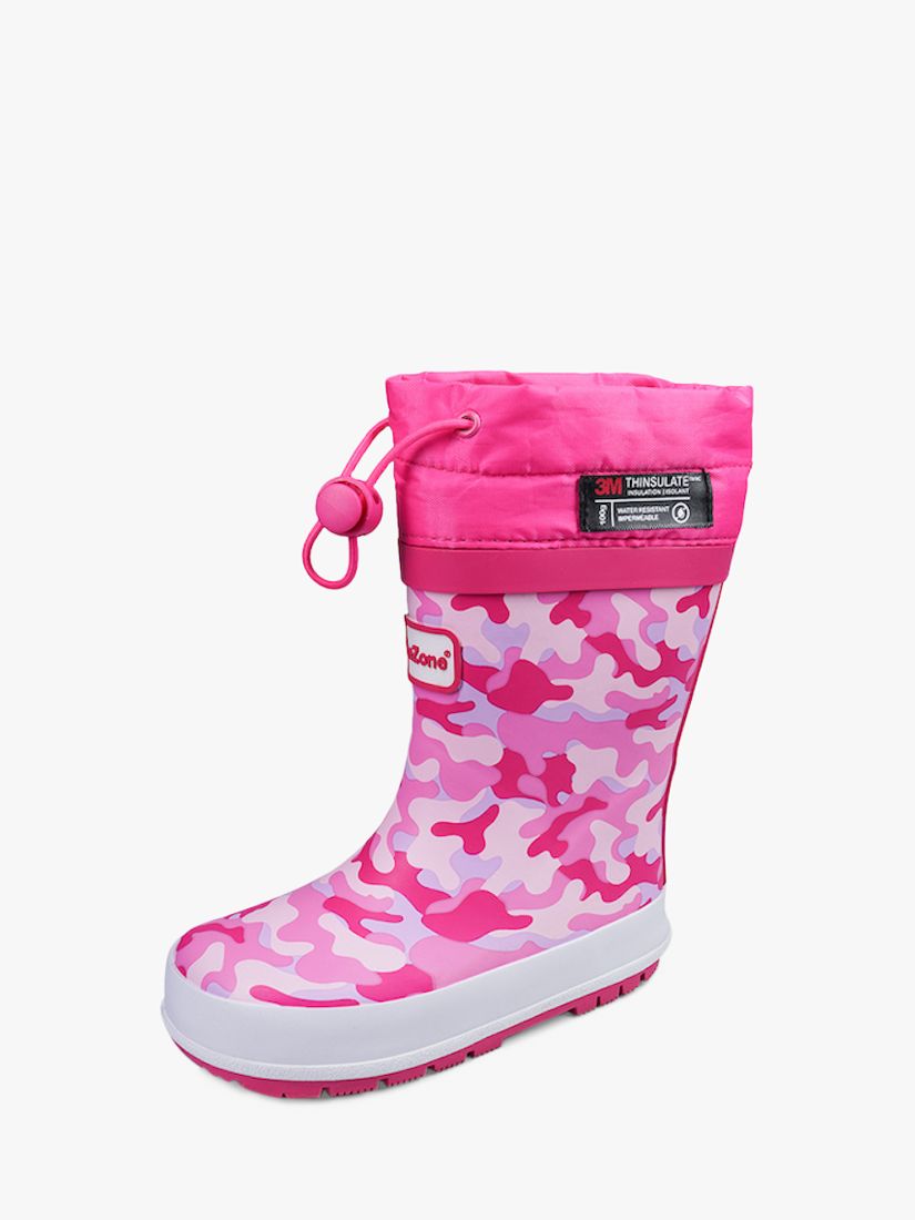 ToeZone Lucy Camo Tie Top Rain Boots, Multi, 6 Jnr