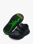 ToeZone Chase Dinosaur Double Rip Tape School Shoes, Black
