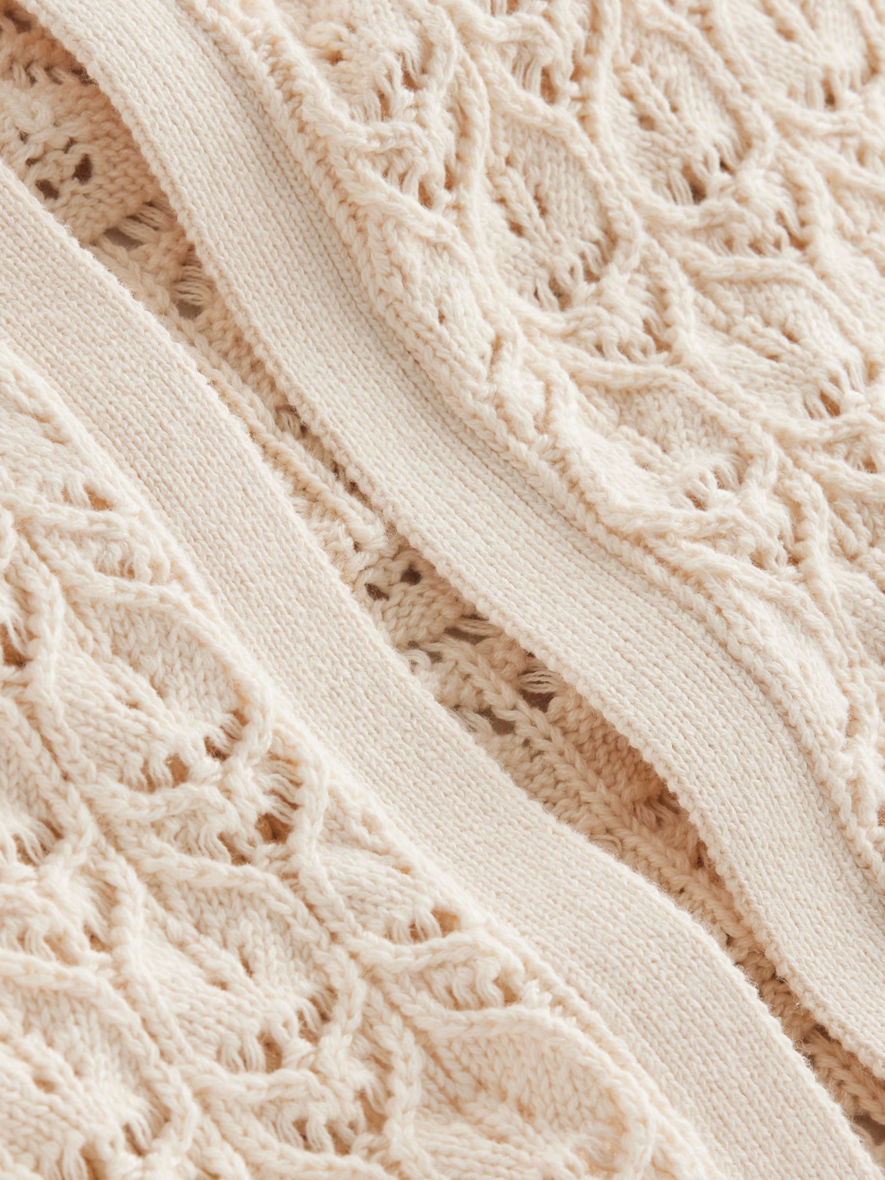 Boden Crochet Knit Cardigan, Warm Ivory, XS