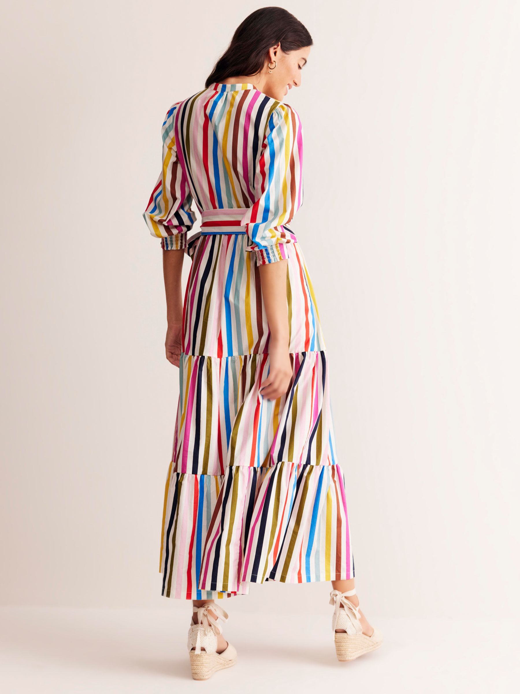 Boden Alba Stripe Tiered Dress, Multi, 8