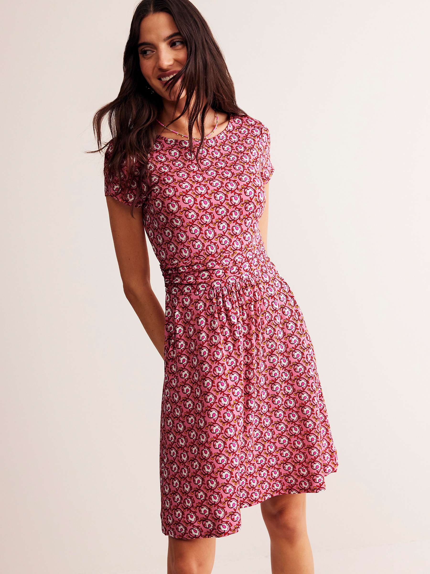 Buy Boden Amelie Jersey Foliage Terrace Jersey Dress, Rose Online at johnlewis.com