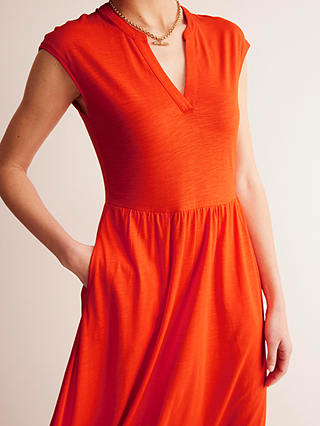 Boden Chloe Notch Jersey Midi Dress, Mandarin Orange