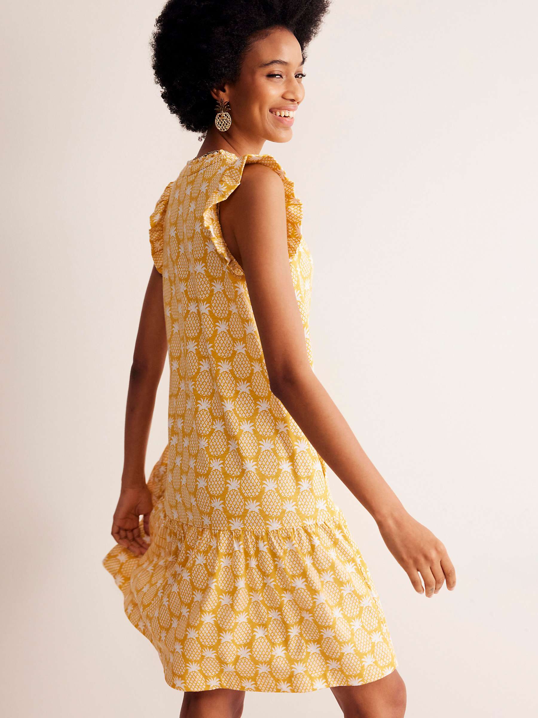 Buy Boden Daisy Pineapple Print Jersey Mini Dress, Yellow/White Online at johnlewis.com