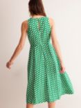 Boden Carla Geometric Print Linen Midi Dress, Green/White