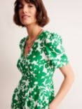 Boden Eve Tulip Garden Linen Midi Dress, Green