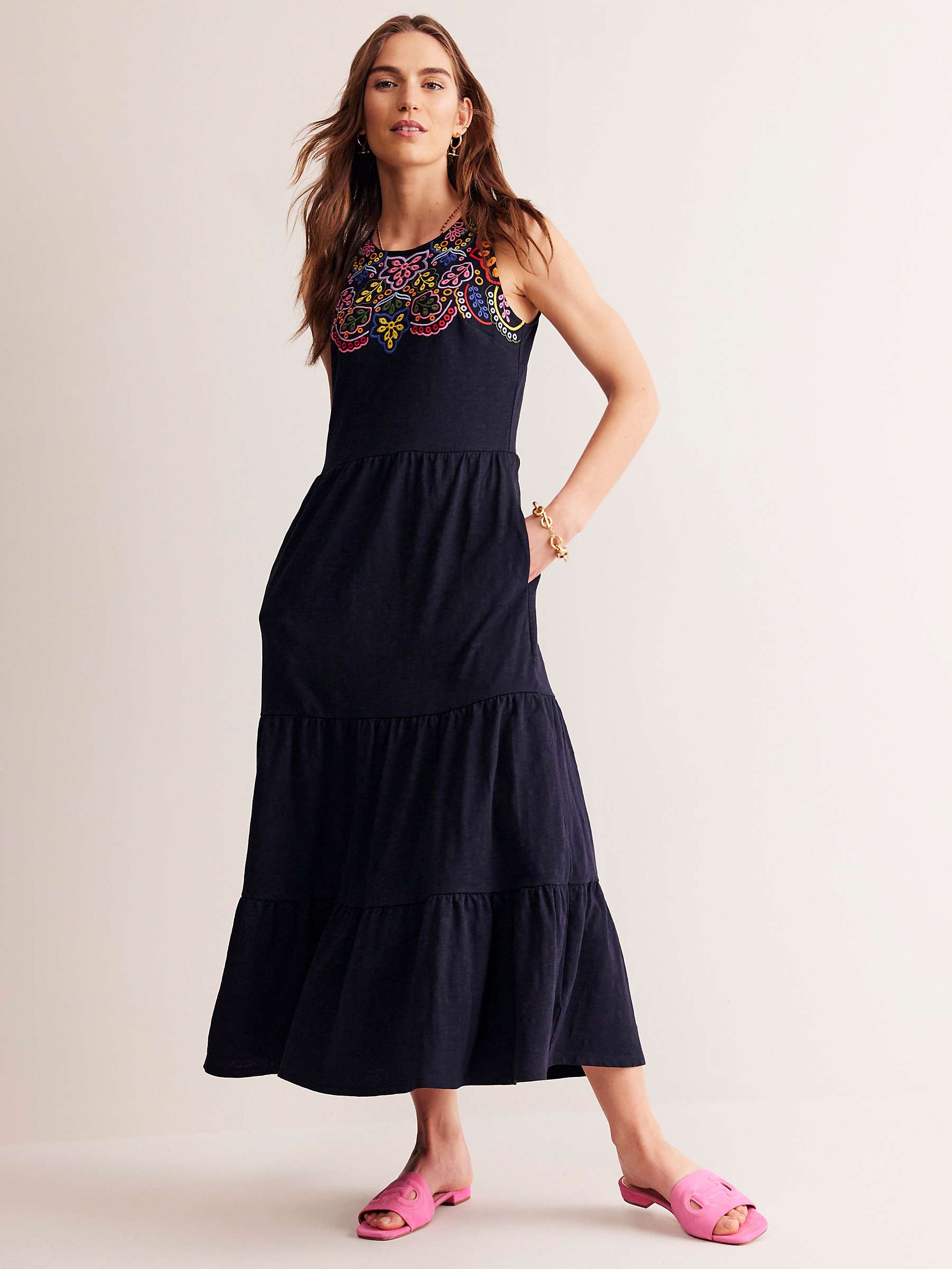 Buy Boden Embroidered Jersey Midi Dress Online at johnlewis.com