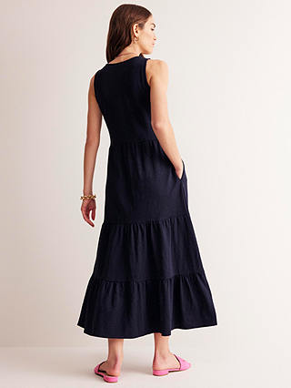 Boden Embroidered Jersey Midi Dress, Navy