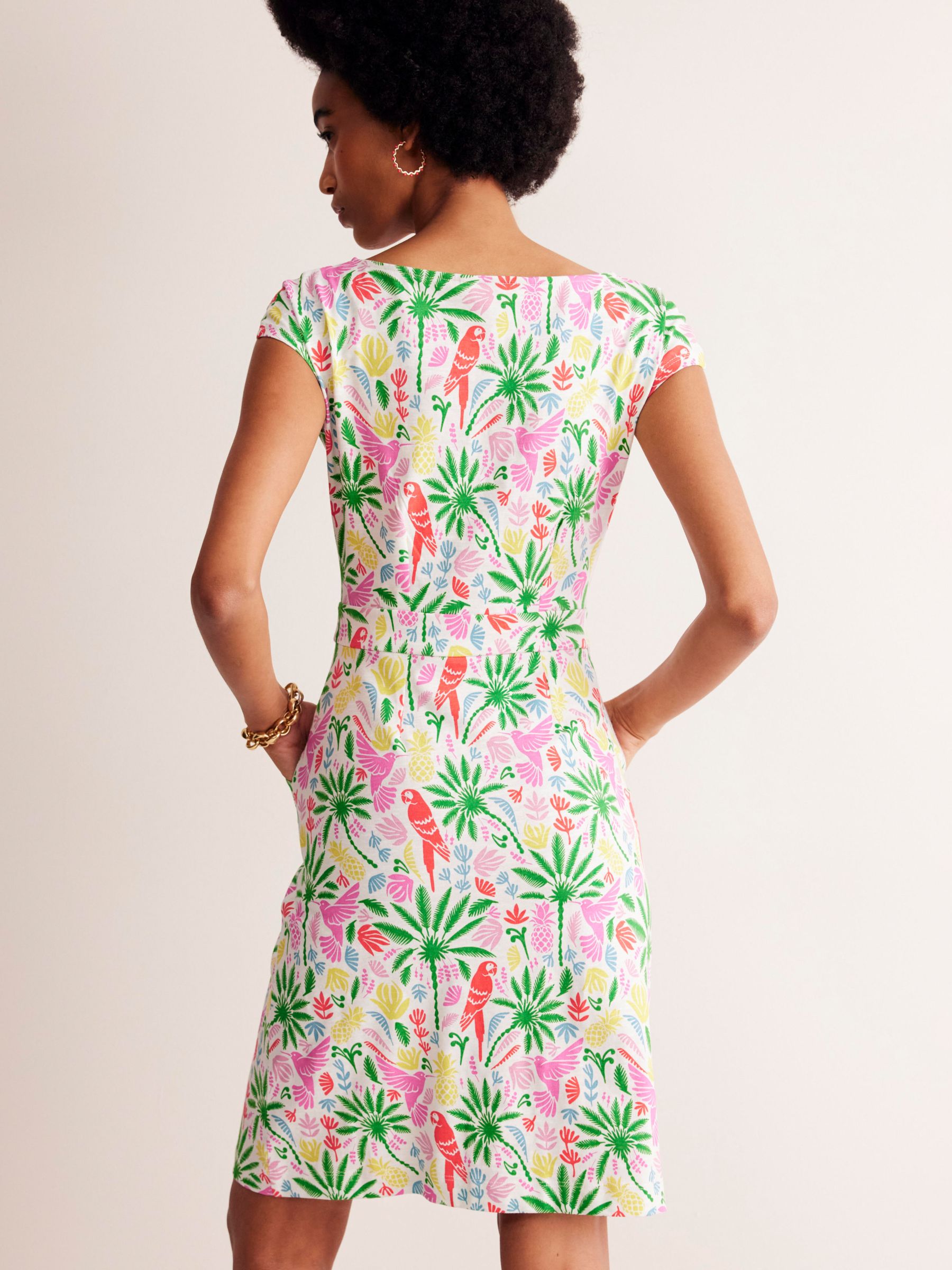 Boden Florrie Tropical Paradise Floral Jersey Dress, Multi, 8