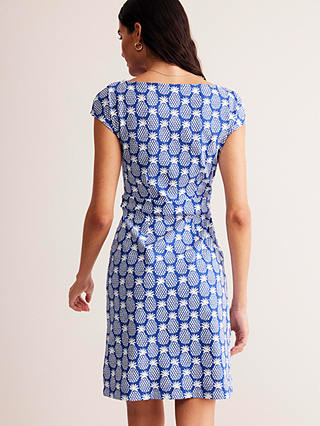 Boden Florrie Geometric Pineapples Jersey Dress, Blue