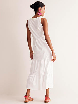 Boden Embroidered Jersey Midi Dress, White