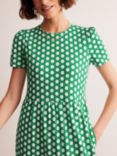 Boden Emma Honeycomb Geometric Tiered Jersey Dress, Green