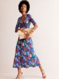 Boden Rebecca Floral Jersey Midi Dress, Blue Wildflower