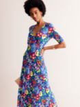 Boden Rebecca Floral Jersey Midi Dress, Blue Wildflower