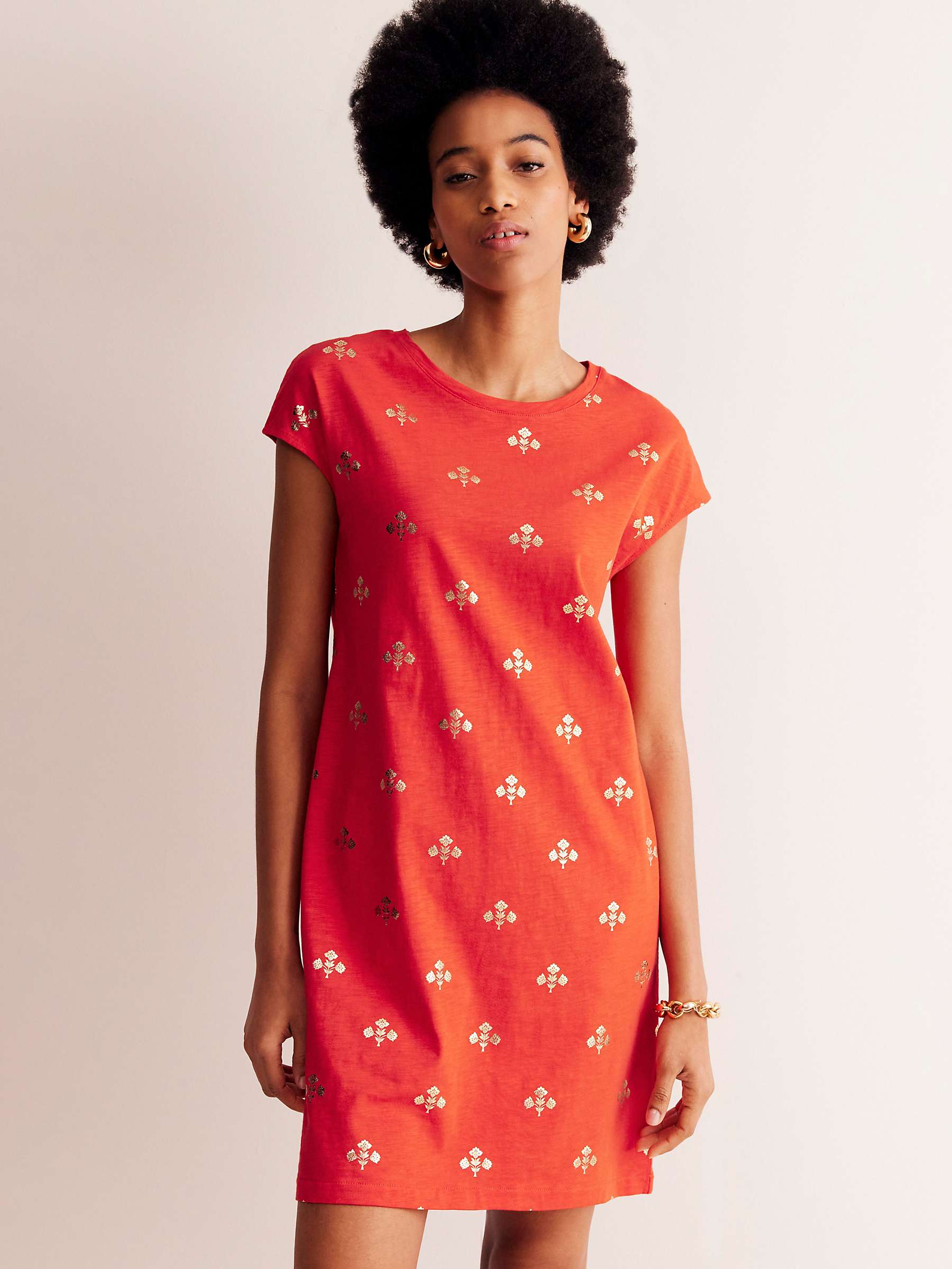 Buy Boden Leah Passion Stem Jersey T-Shirt Dress, Scarlet Online at johnlewis.com