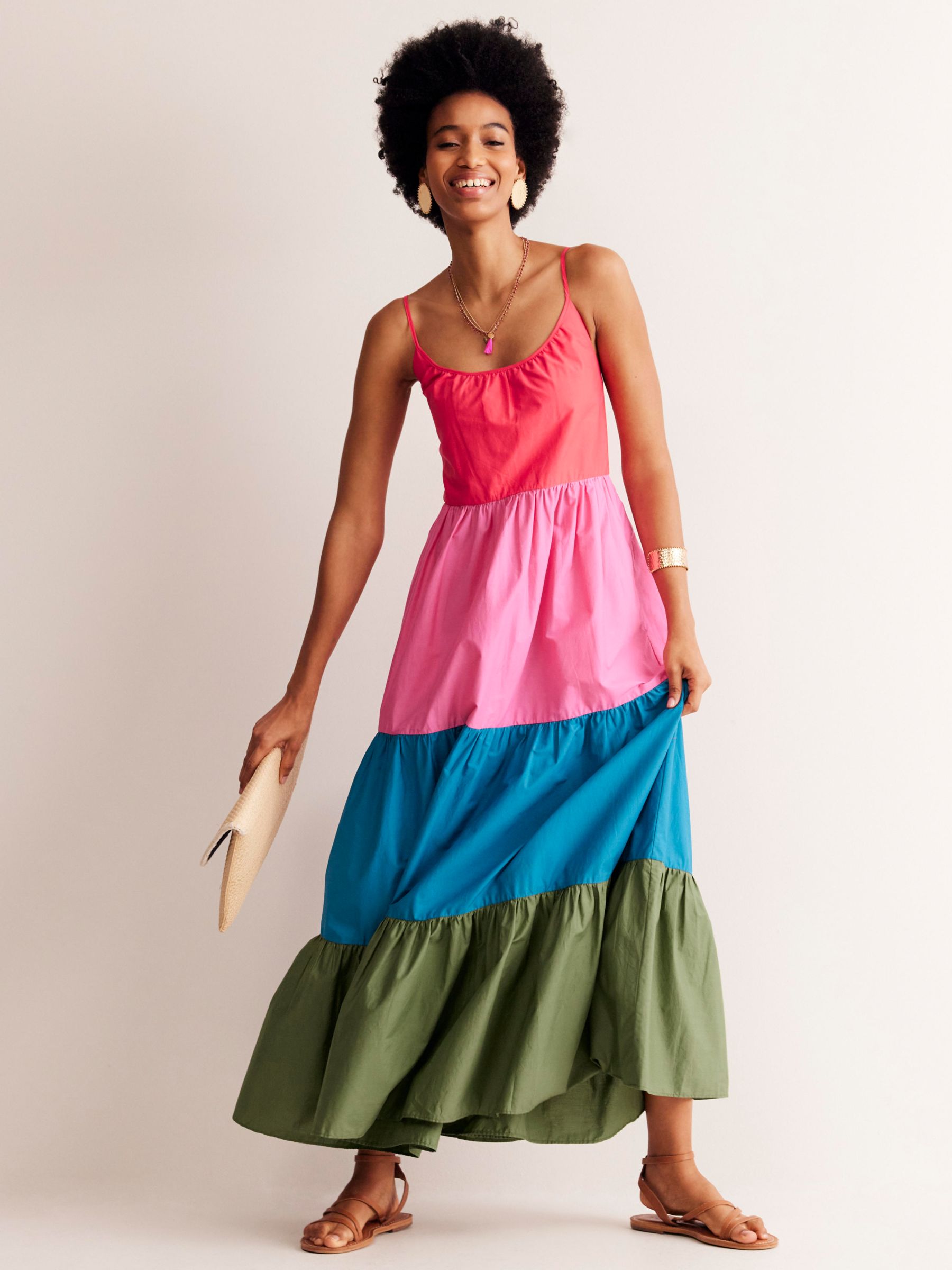 Boden Trapeze Cotton Maxi Dress, Multi, 8