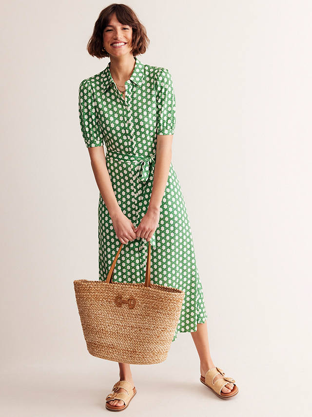 Boden Libby Honeycomb Geometric Jersey Dress, Green